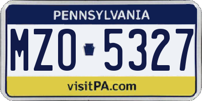 PA license plate MZO5327