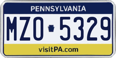 PA license plate MZO5329