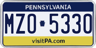 PA license plate MZO5330