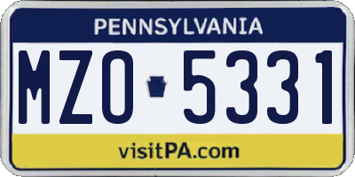 PA license plate MZO5331