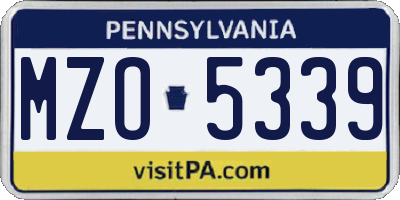 PA license plate MZO5339