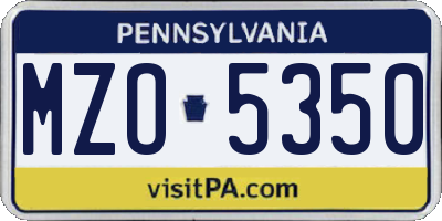 PA license plate MZO5350