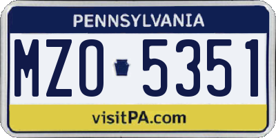 PA license plate MZO5351