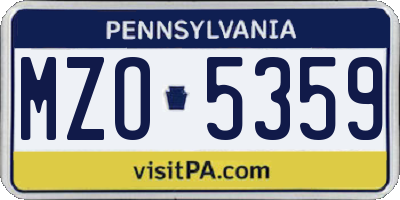 PA license plate MZO5359