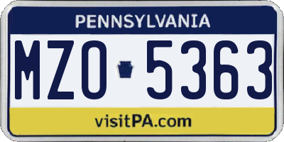 PA license plate MZO5363