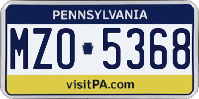PA license plate MZO5368