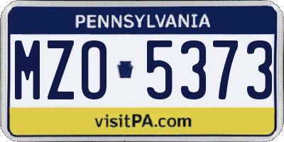 PA license plate MZO5373