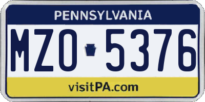 PA license plate MZO5376