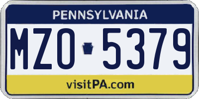 PA license plate MZO5379