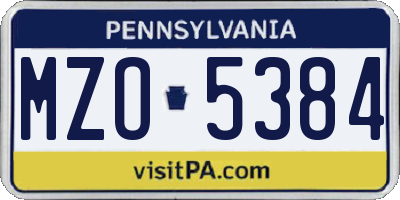 PA license plate MZO5384