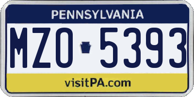 PA license plate MZO5393