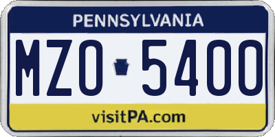 PA license plate MZO5400