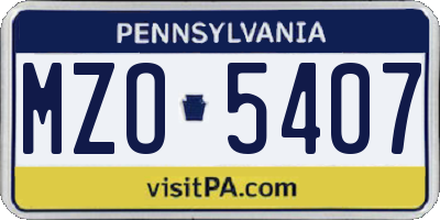 PA license plate MZO5407