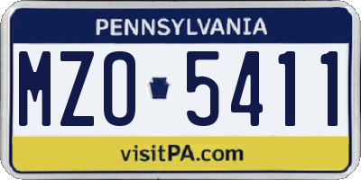 PA license plate MZO5411