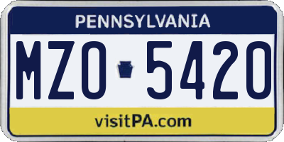 PA license plate MZO5420