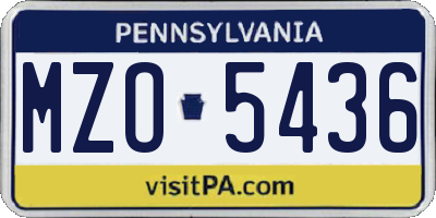 PA license plate MZO5436