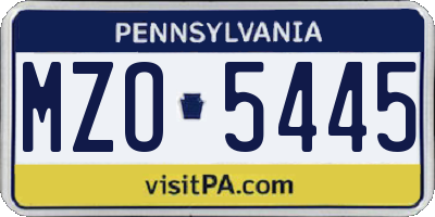 PA license plate MZO5445