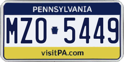 PA license plate MZO5449