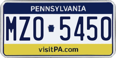 PA license plate MZO5450