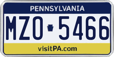 PA license plate MZO5466
