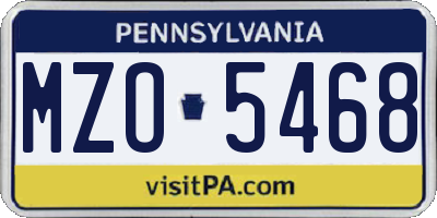 PA license plate MZO5468