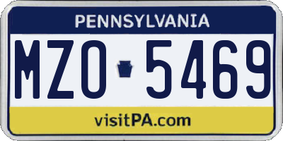 PA license plate MZO5469