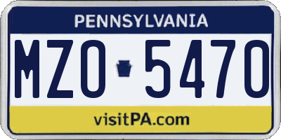 PA license plate MZO5470