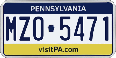PA license plate MZO5471