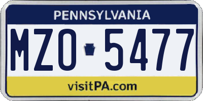 PA license plate MZO5477