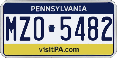 PA license plate MZO5482