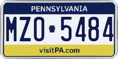 PA license plate MZO5484