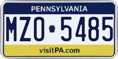 PA license plate MZO5485