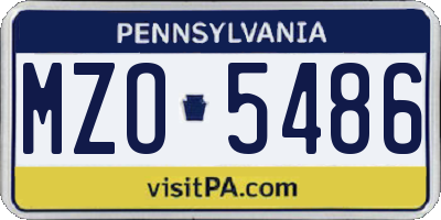 PA license plate MZO5486