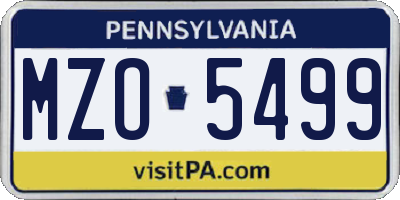 PA license plate MZO5499