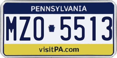 PA license plate MZO5513