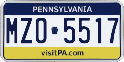 PA license plate MZO5517