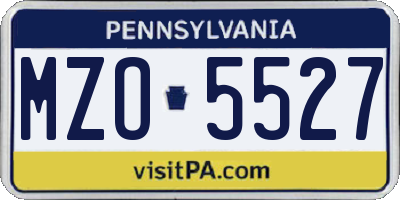 PA license plate MZO5527