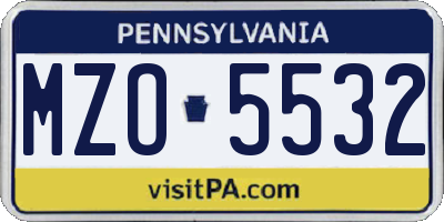 PA license plate MZO5532