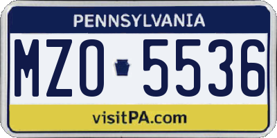 PA license plate MZO5536