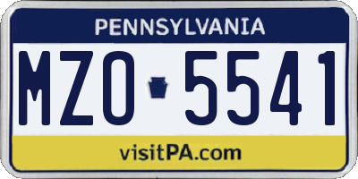 PA license plate MZO5541
