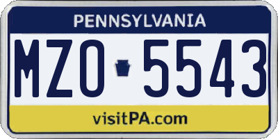 PA license plate MZO5543