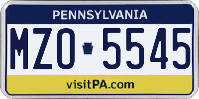 PA license plate MZO5545
