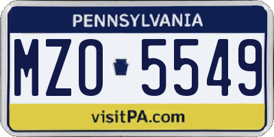 PA license plate MZO5549