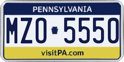 PA license plate MZO5550