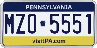 PA license plate MZO5551