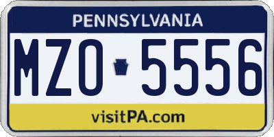 PA license plate MZO5556
