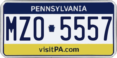 PA license plate MZO5557