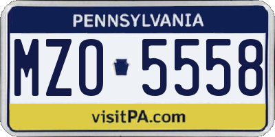 PA license plate MZO5558