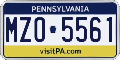 PA license plate MZO5561