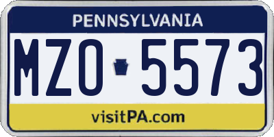 PA license plate MZO5573